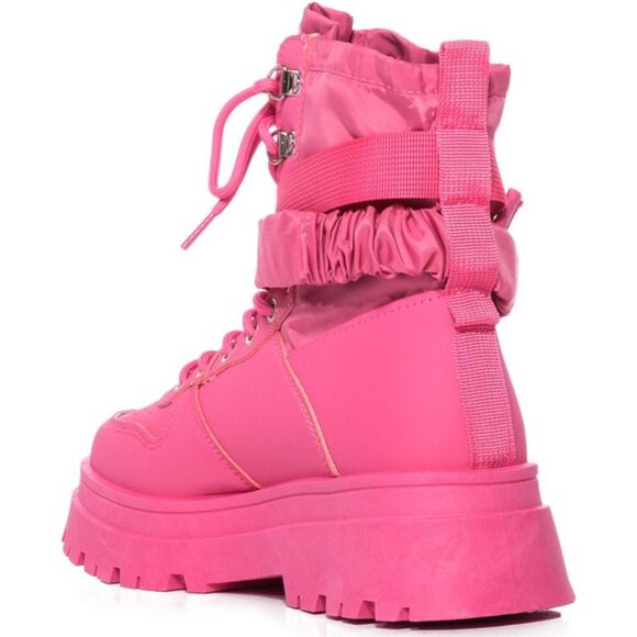 AZALEA WANG Peachy Pink High Top Sneakers Combat Boots Size 7 NWT - Picture 4 of 13